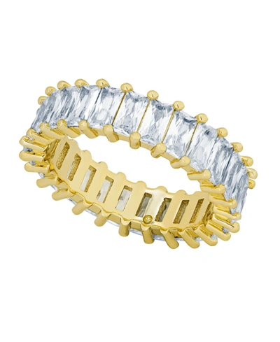 Essentials Cubic Zirconia Baguette Band Ring In Silver Plate Or Gold Plate