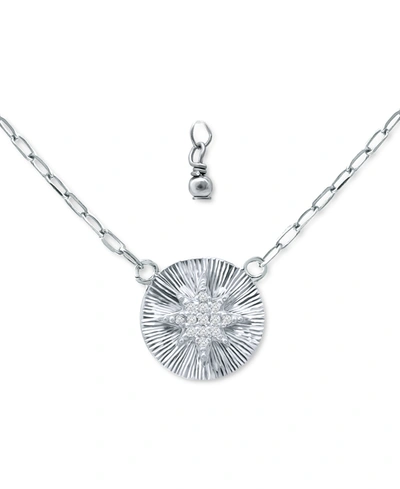 Giani Bernini Cubic Zirconia Starburst Disc Pendant Necklace, 16" + 2" Extender, Created For Macy's In Sterling Silver