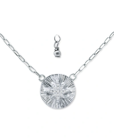 GIANI BERNINI CUBIC ZIRCONIA STARBURST DISC PENDANT NECKLACE, 16" + 2" EXTENDER, CREATED FOR MACY'S