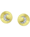 Giani Bernini Cubic Zirconia Moon Disc Stud Earrings, Created For Macy's In Gold Over Silver