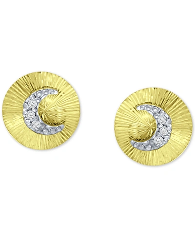 Giani Bernini Cubic Zirconia Moon Disc Stud Earrings, Created For Macy's In Gold Over Silver