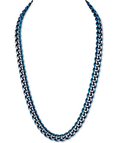 Esquire Men's Jewelry Two-tone Curb Link 22"chain Necklace, Created For Macy's In Blue
