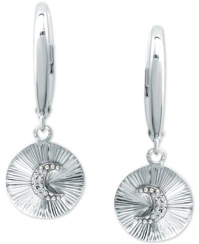 Giani Bernini Cubic Zirconia Moon Disc Drop Earrings, Created For Macy's In Sterling Silver