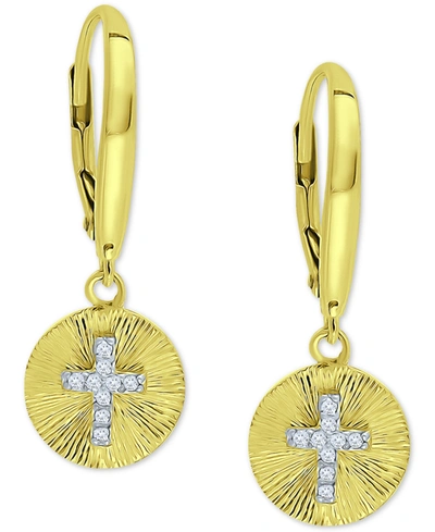 GIANI BERNINI CUBIC ZIRCONIA CROSS DISC DROP EARRINGS, CREATED FOR MACY'S