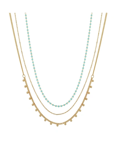 Unwritten 14k Gold Flash Plated 3-pieces Layered Chain Necklace Set In Gold-plated
