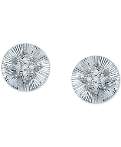 Giani Bernini Cubic Zirconia Starburst Disc Stud Earrings, Created For Macy's In Sterling Silver
