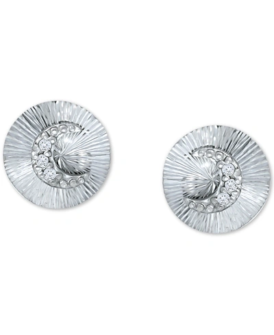 Giani Bernini Cubic Zirconia Moon Disc Stud Earrings, Created For Macy's In Sterling Silver