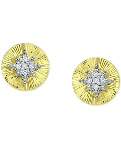 Giani Bernini Cubic Zirconia Starburst Disc Stud Earrings, Created For Macy's In Gold Over Silver