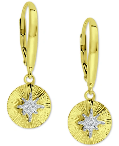 Giani Bernini Cubic Zirconia Starburst Disc Drop Earrings, Created For Macy's In Gold Over Silver