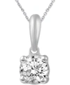 Macy's Diamond Solitaire 18" Pendant Necklace (1/5 Ct. T.w.) In 14k White, Yellow Or Rose Gold In White Gold