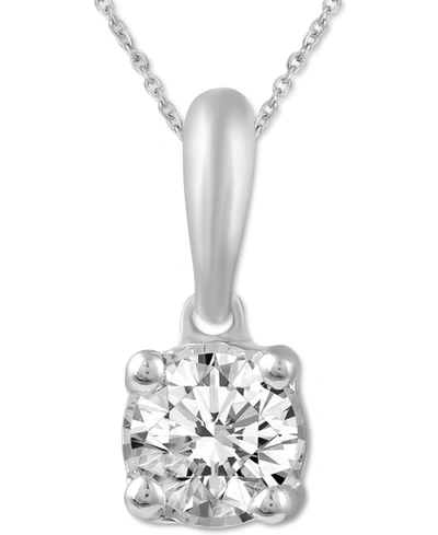 Macy's Diamond Solitaire 18" Pendant Necklace (1/5 Ct. T.w.) In 14k White, Yellow Or Rose Gold In White Gold