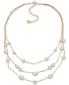 Anne Klein Stone Embellished Layered Necklace, 15-1/4" + 3" Extender In Pearl