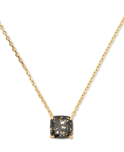 Kate Spade Gold-tone Square Glitter Stone Mini Pendant Necklace, 17" + 3" Extender In Black Glit