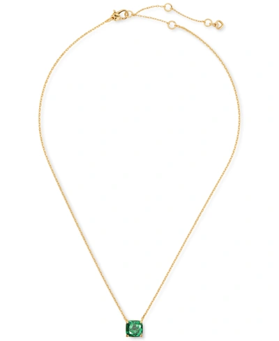 Kate Spade Gold-tone Square Glitter Stone Mini Pendant Necklace, 17" + 3" Extender In Green Glit