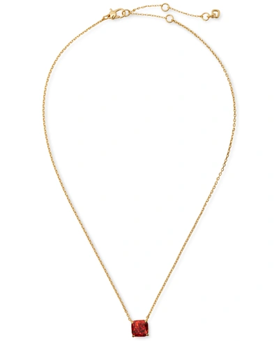 Kate Spade Gold-tone Square Glitter Stone Mini Pendant Necklace, 17" + 3" Extender In Red Glitte