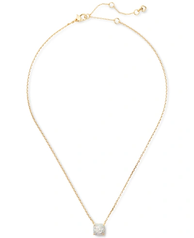 Kate Spade Gold-tone Square Glitter Stone Mini Pendant Necklace, 17" + 3" Extender In Opal Glitt