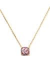 Kate Spade Gold-tone Square Glitter Stone Mini Pendant Necklace, 17" + 3" Extender In Multi Glit