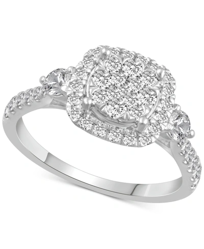 Macy's Diamond Square Halo Cluster Engagement Ring (1 Ct. T.w.) In 14k White Gold