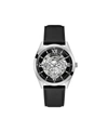 GUESS MEN'S BLACK GENUINE LEATHER STRAP MULTI-FUNCTION WATCH, 42MM