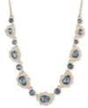 Marchesa Gold-tone Crystal & Pear-shape Stone Statement Necklace, 16" + 3" Extender In Blue