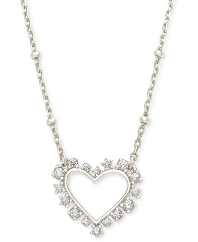Kendra Scott Cubic Zirconia Heart 19" Adjustable Pendant Necklace In Silver