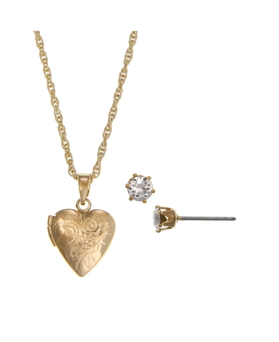 Fao Schwarz Women's Fine Silver Plated Gold Tone Necklace And Earring Set, 2 Piece In Gold-tone