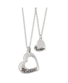 FAO SCHWARZ MOTHER AND DAUGHTER SILVER TONE HEART PENDANT NECKLACE SET, 2 PIECE