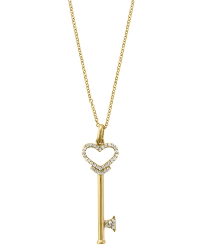 Effy Collection Pave Rose By Effy Diamond Diamond Heart Key Pendant (1/5 Ct. T.w.) In 14k Rose Gold In Yellow Gold