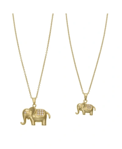 Fao Schwarz Women's Elephant Shape Pendant Necklace Set In Gold-tone