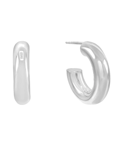 Adinas Jewels Thick Hollow Hoop Earring In 14k Gold Plated Over Sterling Silver