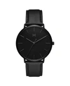 MVMT MEN'S LEGACY BLACK LEATHER STRAP WATCH, 42MM