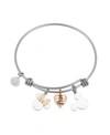DISNEY TWO-TONE ROSE GOLD FLASH-PLATED MICKEY MINNIE STAINLESS STEEL ADJUSTABLE BANGLE BRACELET
