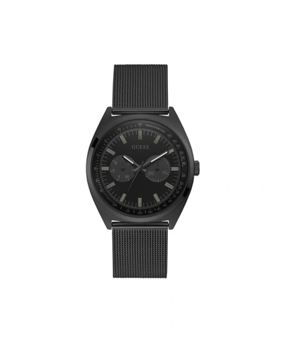 Guess Men's Black Stainless Steel Mesh Bracelet Multi-function Watch, 42mm