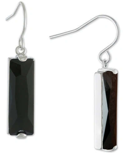 Giani Bernini Crystal Rectangle Drop Earrings In Sterling Silver, Created For Macy's In Black