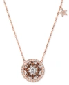 Le Vian Chocolate Diamond (1/4 Ct. T.w.) & Vanilla Diamond (3/8 Ct. T.w.) Star Halo Cluster 17" Pendant Neck In Rose Gold