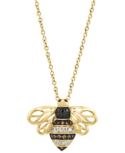 Effy Collection Effy Multicolor Diamond Bee 18" Pendant Necklace (1/5 Ct. T.w.) In 14k Gold In Yellow Gold
