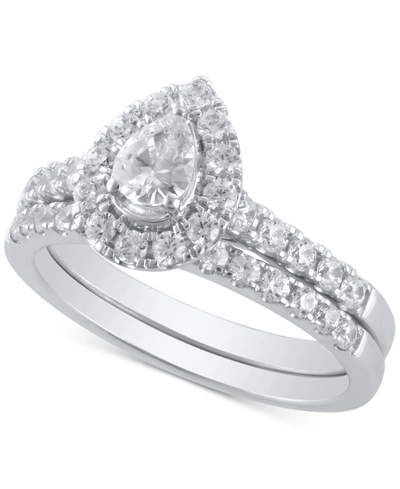 Macy's Diamond Pear-cut Halo Bridal Set (1 Ct. T.w.) In 14k White Gold