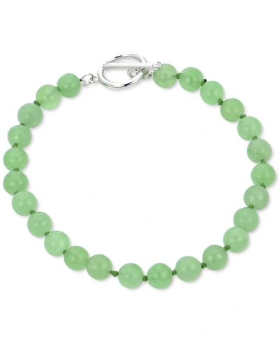 Macy's Dyed Green Jade Toggle Bracelet In Silver
