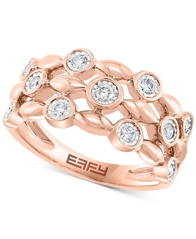 Effy Collection Effy Diamond Bezel Openwork Ring (1/4 Ct. T.w.) In 14k Rose Gold
