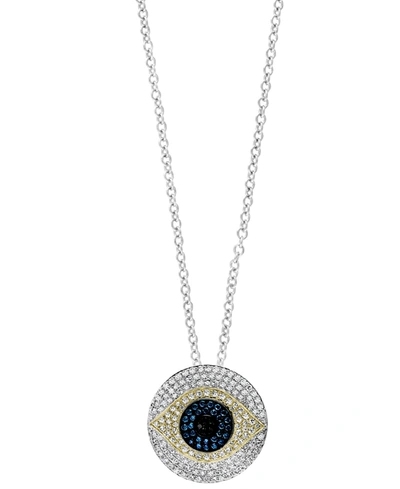 Effy Collection Effy Multicolor Diamond Evil Eye 18" Pendant Necklace (7/8 Ct. T.w.) In 14k White & Yellow Gold In Two Tone
