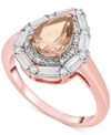 Macy's Swiss Blue Topaz (3-3/8 Ct. T.w.) & White Topaz (1/6 Ct. T.w.) Teardrop Halo Ring In Sterling Silver In Pink Morganite