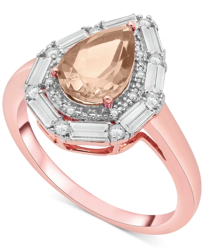 Macy's Swiss Blue Topaz (3-3/8 Ct. T.w.) & White Topaz (1/6 Ct. T.w.) Teardrop Halo Ring In Sterling Silver In Pink Morganite