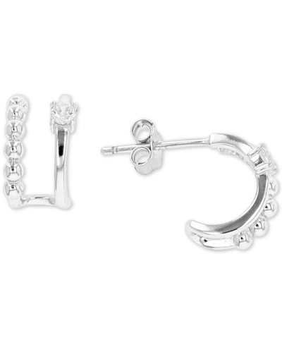 Macy's Cubic Zirconia Cuff Hoop Earrings In Sterling Silver