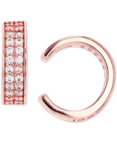 Macy's Cubic Zirconia Double Row Ear Cuffs In Rose Gold
