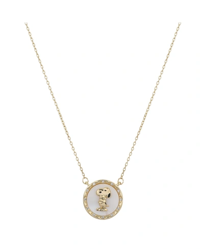 Peanuts 14k Gold Flash-plated Mother Of Pearl Snoopy Coin Pendant Necklace