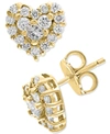 Effy Collection Effy Diamond Heart Stud Earrings (1/2 Ct. T.w.) In 14k White Gold (also Available In Yellow Gold) In Yellow Gold