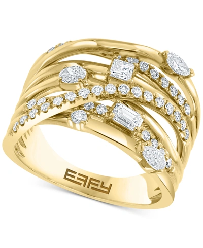 Effy Collection Effy Diamond Multi-shape Multirow Crossover Ring (1 Ct. T.w.) In 14k Gold In Yellow Gold