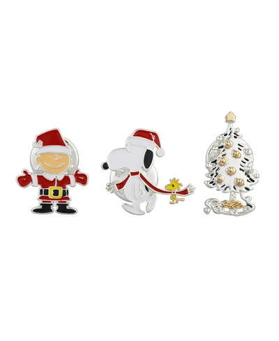 Peanuts Fine Silver Plated Holiday  Gang Lapel Pin Set, 3 Piece