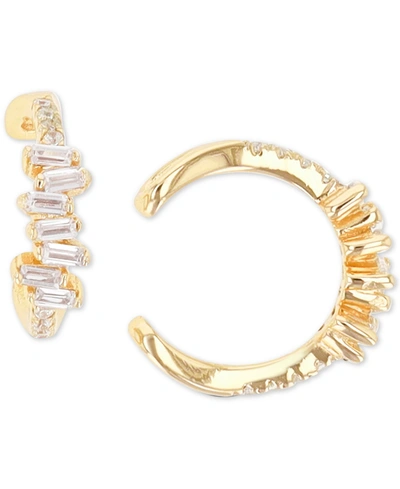 Macy's Cubic Zirconia Round And Baguette Ear Cuffs In Yellow Gold