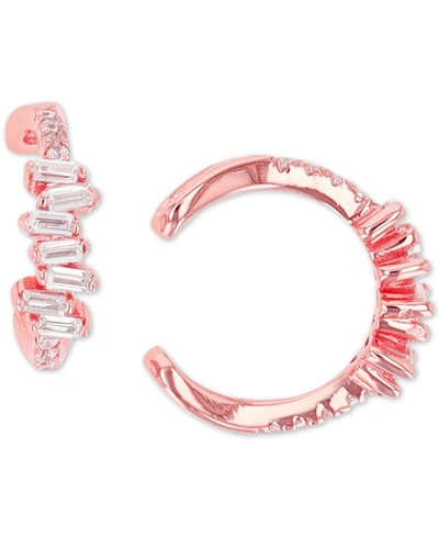 Macy's Cubic Zirconia Round And Baguette Ear Cuffs In Rose Gold
